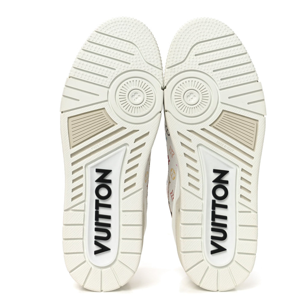 LV X TM CALFSKIN MONOGRAM MULTICOLOR WOMENS LV TRAINER SNEAKERS WHITE MULTICOLOR