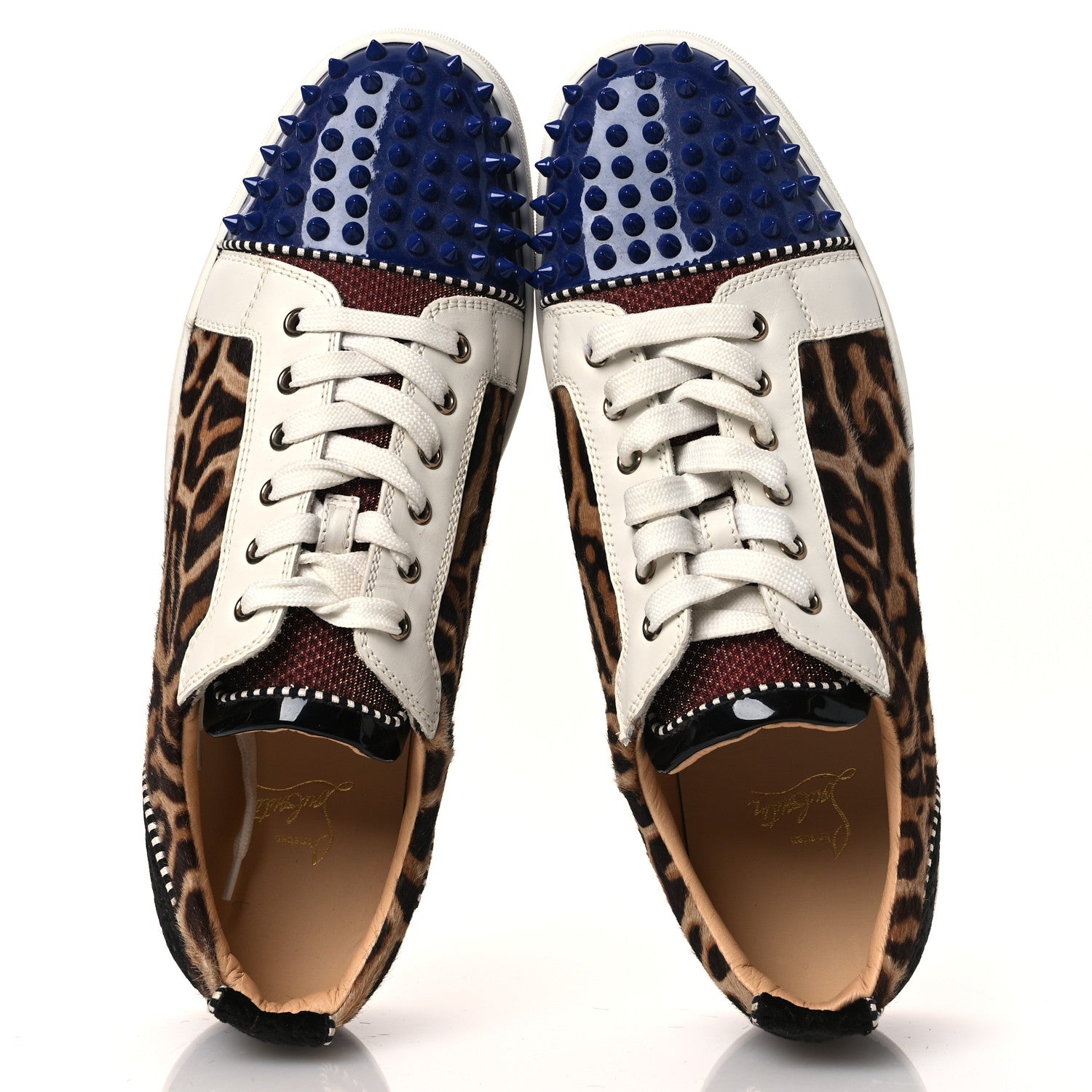 CALFSKIN PATENT SPIKES MENS LOUBIKICK FLAT SNEAKERS MULTI