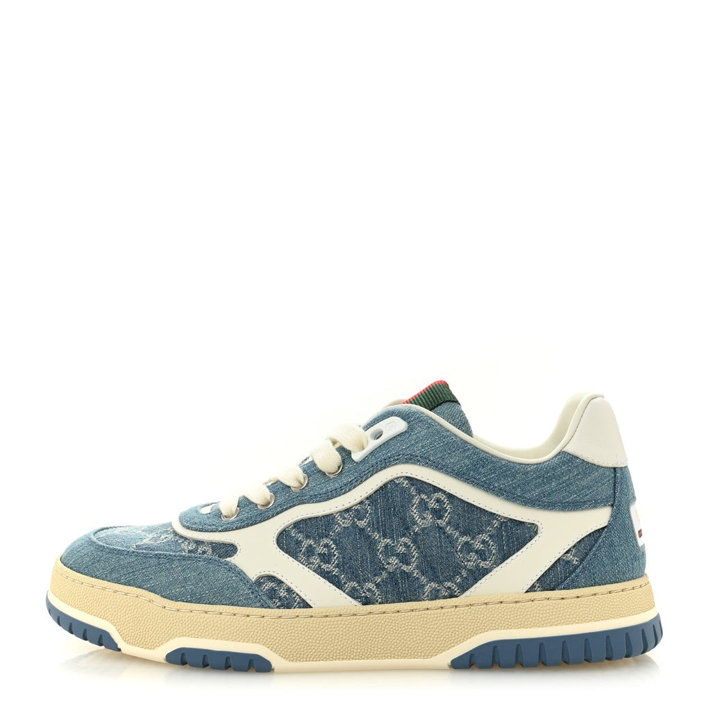 NEW DENIM DELAVE GG MONOGRAM WOMENS RE-WEB SNEAKERS LIGHT BLUE ROYALE