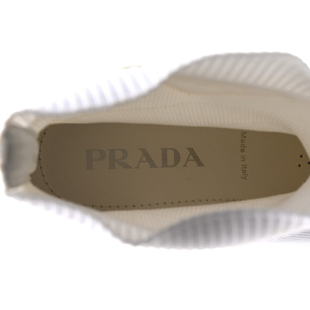 KNIT RUBBER TRIANGLE LOGO MONOLITH 55MM ANKLE BOOTS BIANCO