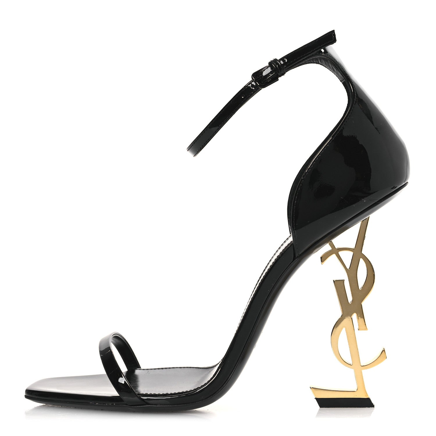 PATENT CALFSKIN OPYUM 110 SANDALS BLACK GOLD