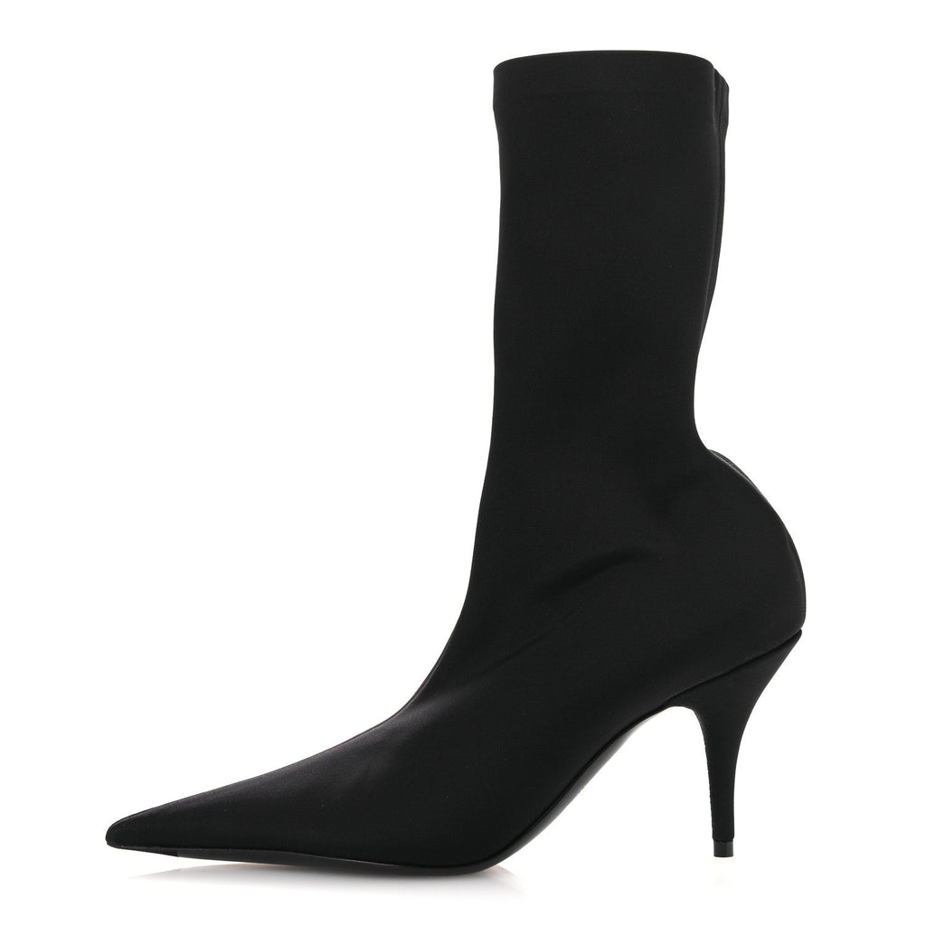 JERSEY CREPE EXTREME POINTED TOE KNIFE BOOTIES BLACK