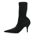 JERSEY CREPE EXTREME POINTED TOE KNIFE BOOTIES BLACK