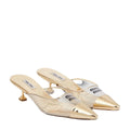 Miu Miu Logo-Embossed Leather Mules - Gold