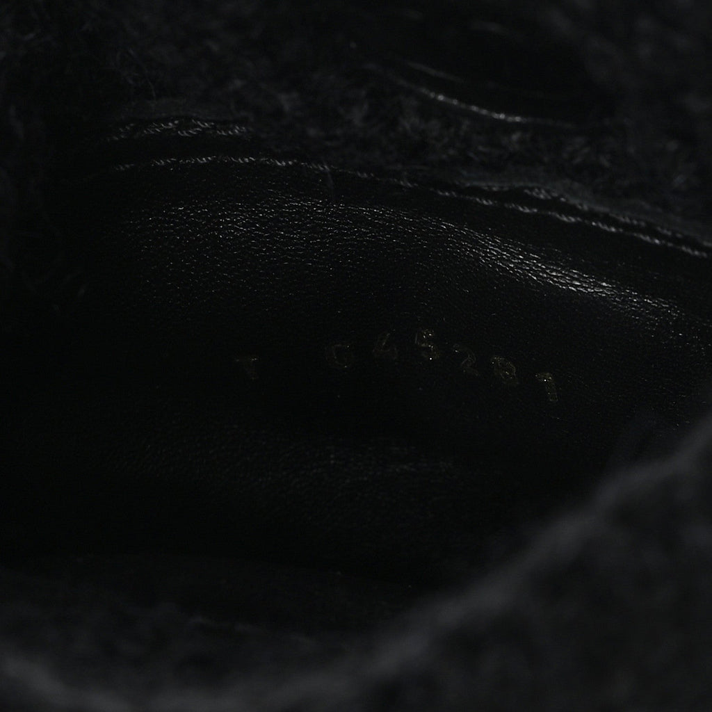 SUEDE LAMBSKIN KNIT CC SHORT BOOTS BLACK