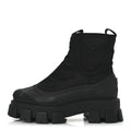 RE-NYLON GABARDINE RUBBER TRIANGLE LOGO WOMENS MONOLITH 55MM ANKLE BOOTS BLACK