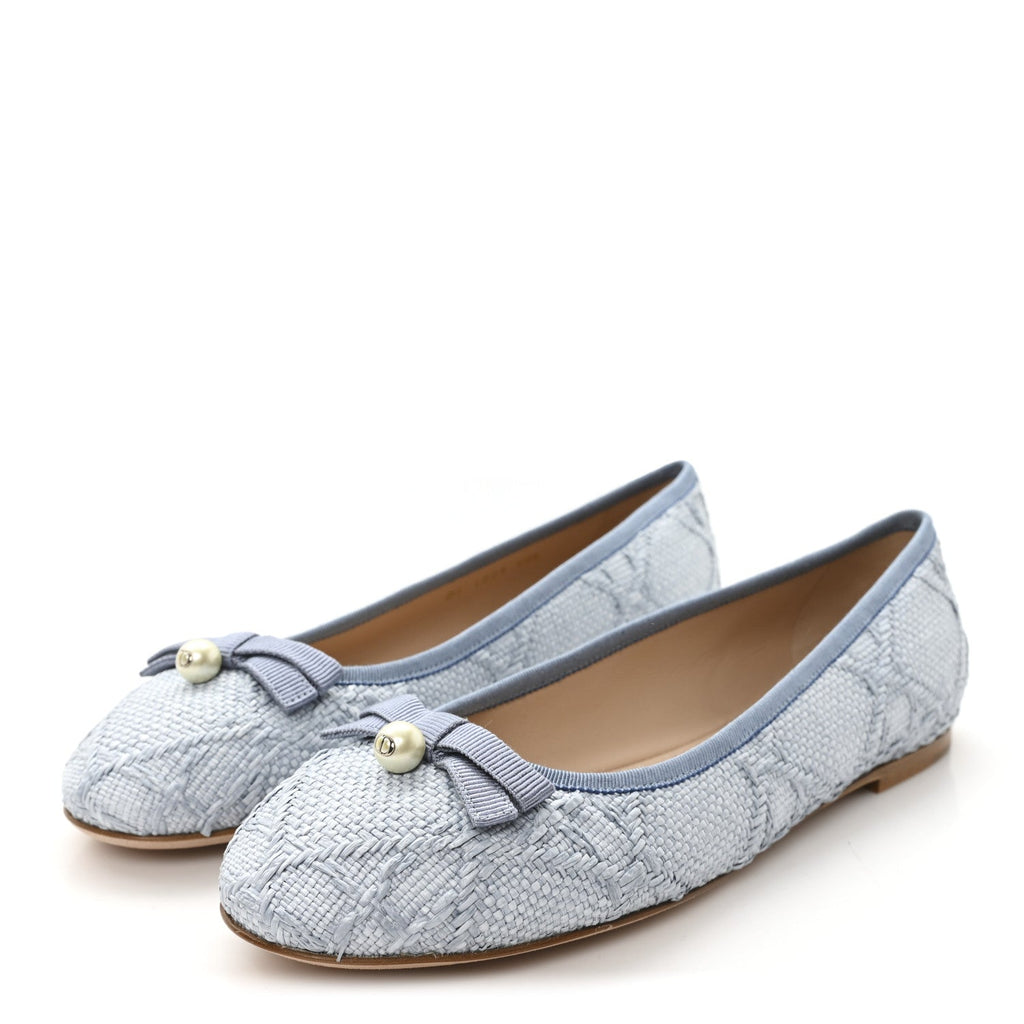 RAFFIA CANNAGE BALLET FLAT BLEU PASTEL