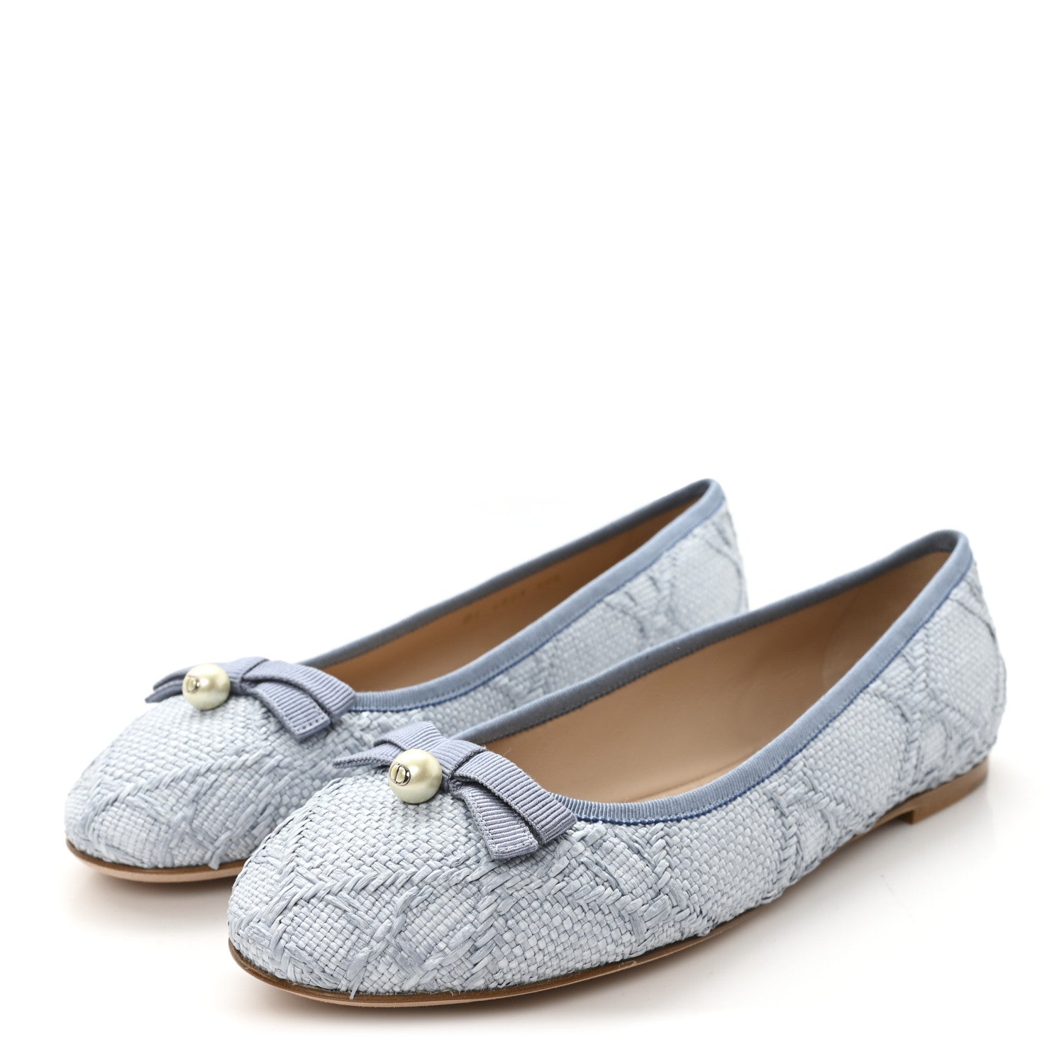 RAFFIA CANNAGE BALLET FLAT BLEU PASTEL