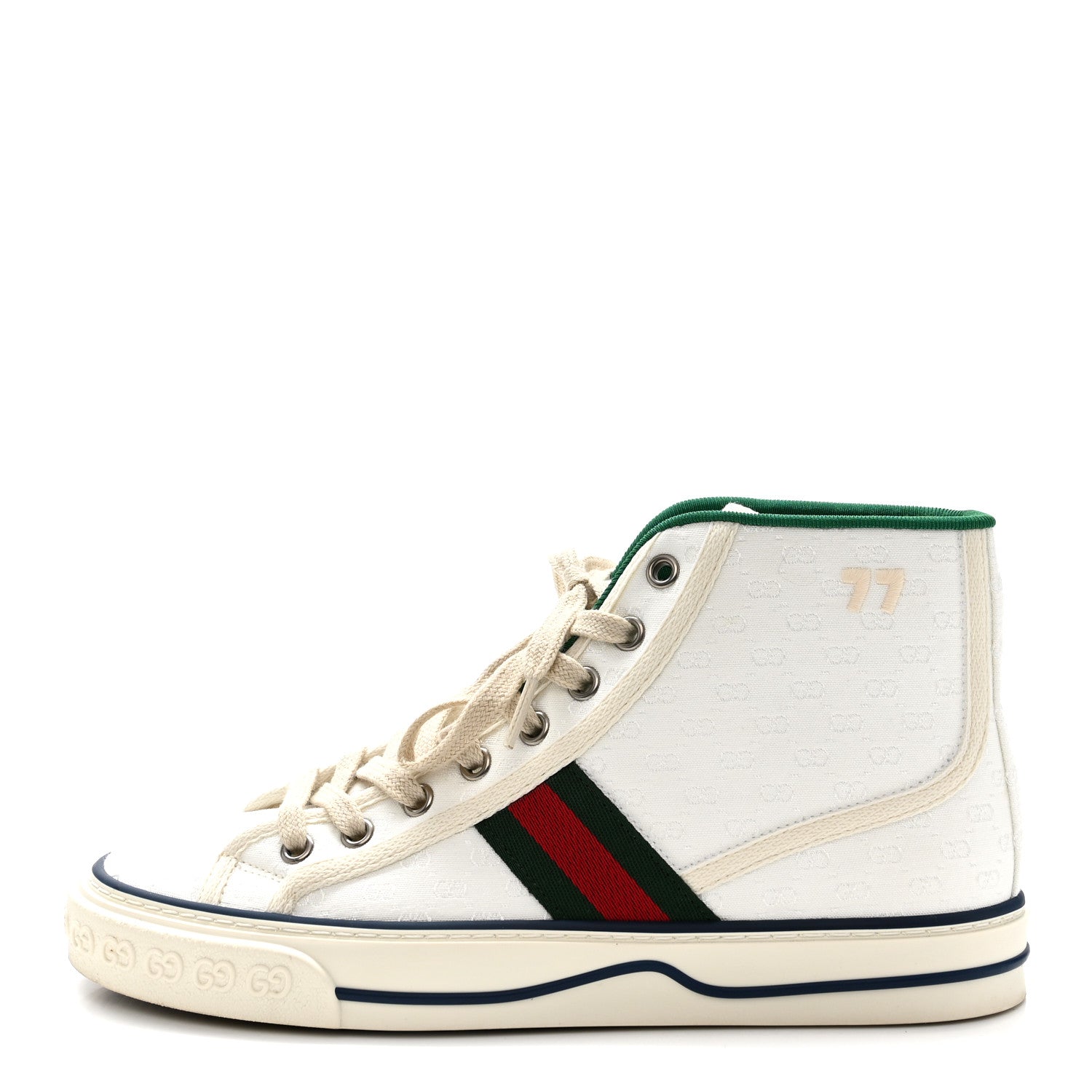 MONOGRAM GG MIGNON WEB WOMENS 1977 TENNIS HIGH TOP SNEAKERS WHITE
