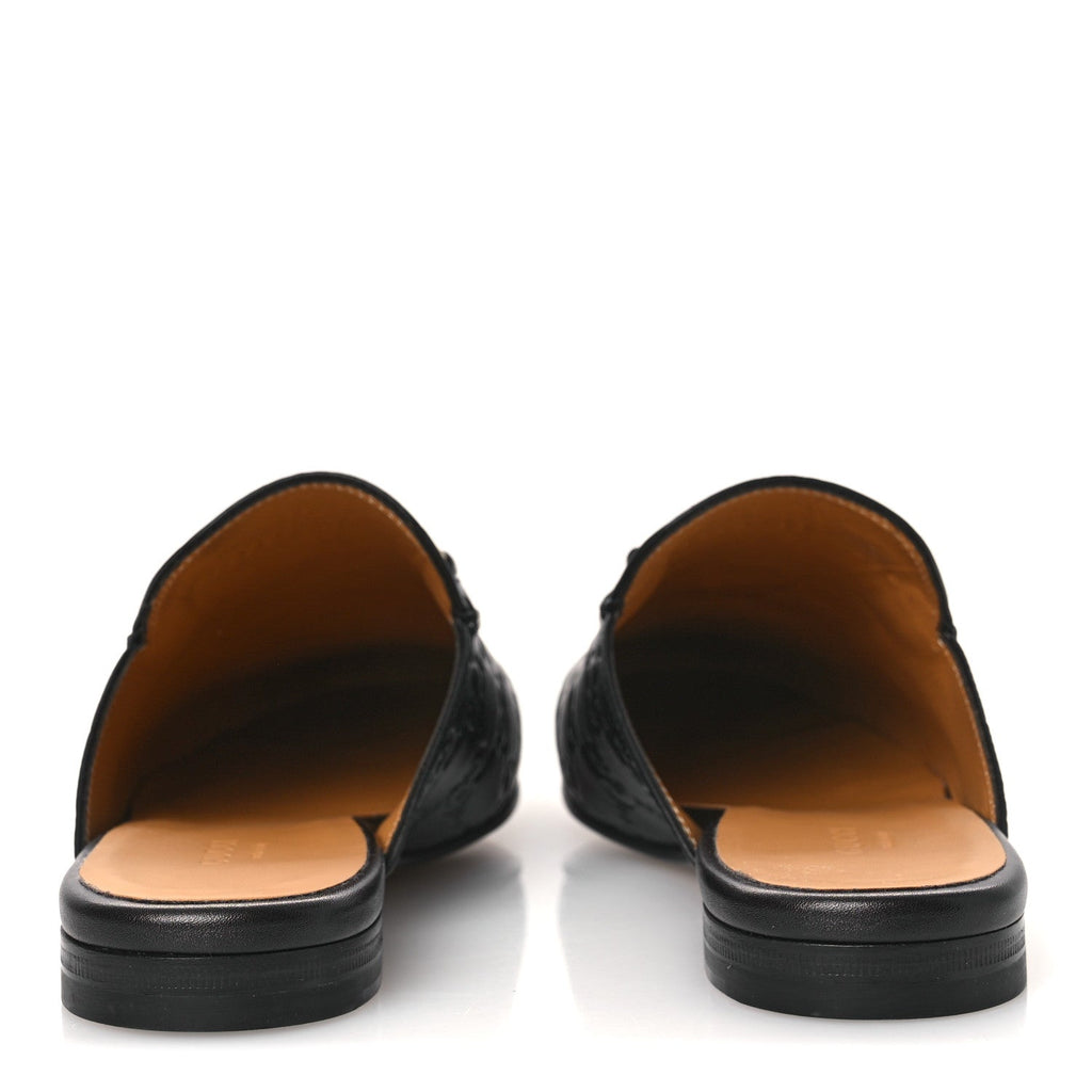 GLAMOUR CALFSKIN GUCCISSIMA WOMENS PRINCETOWN SLIPPERS BLACK