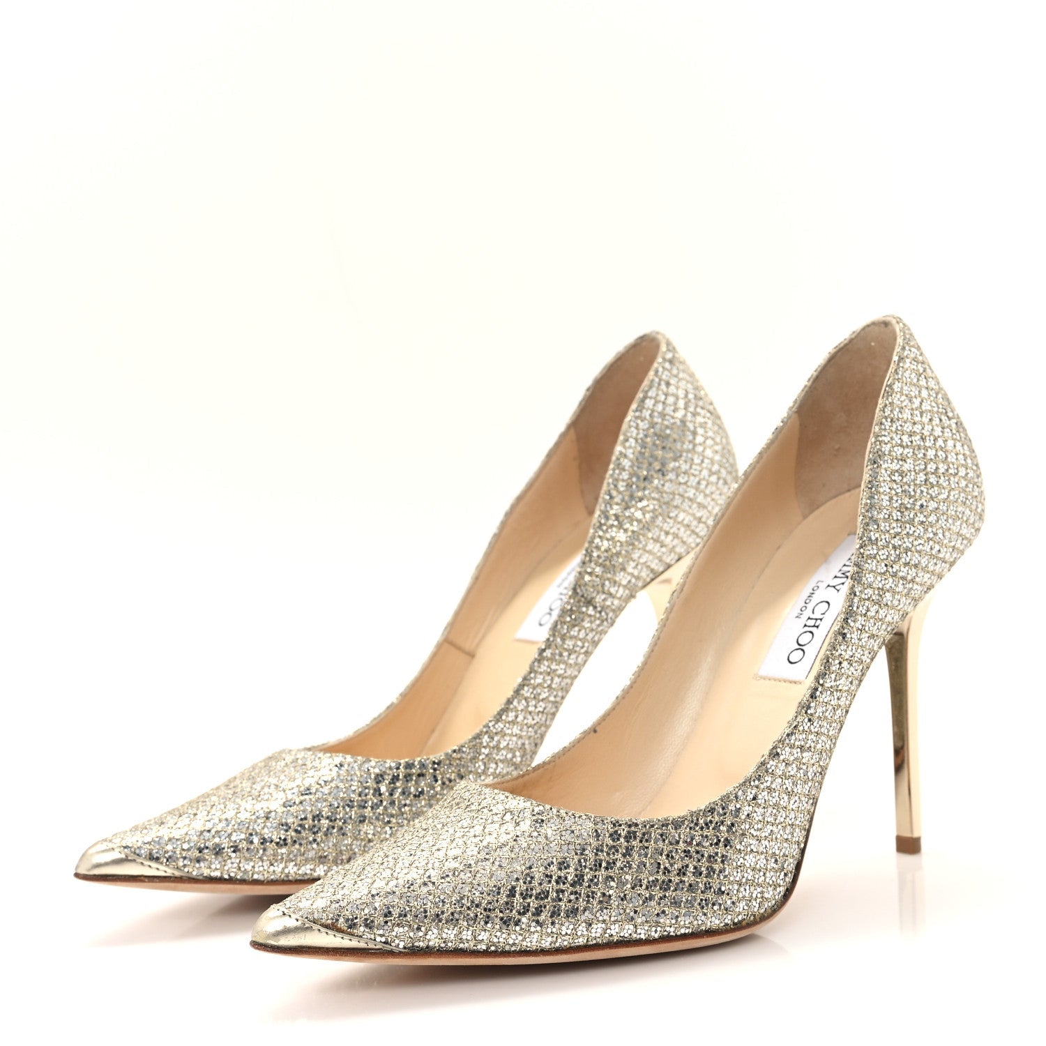 GLITTER FABRIC ROMY 85 PUMPS CHAMPAGNE