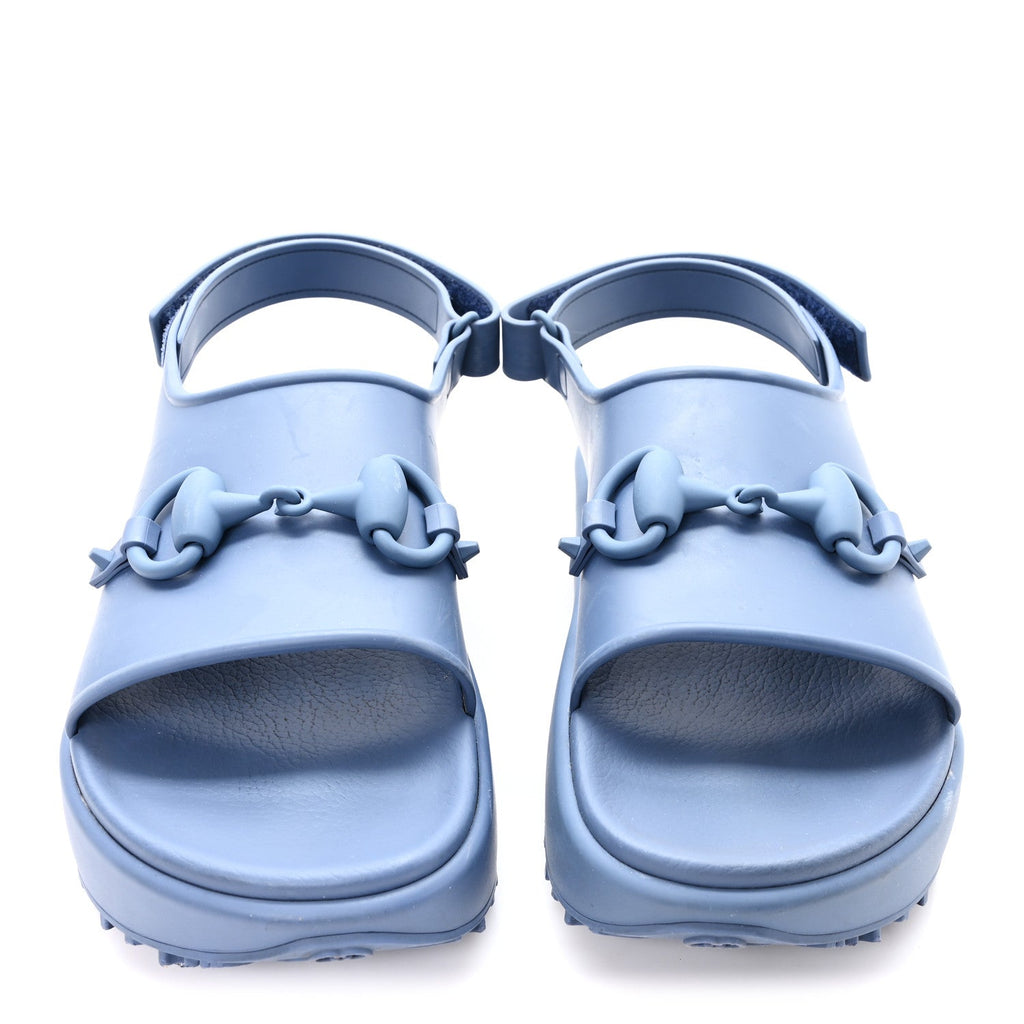 SOFT RUBBER HORSEBIT TOUCH MENS STRAPPED SANDALS WASHED INDIGO