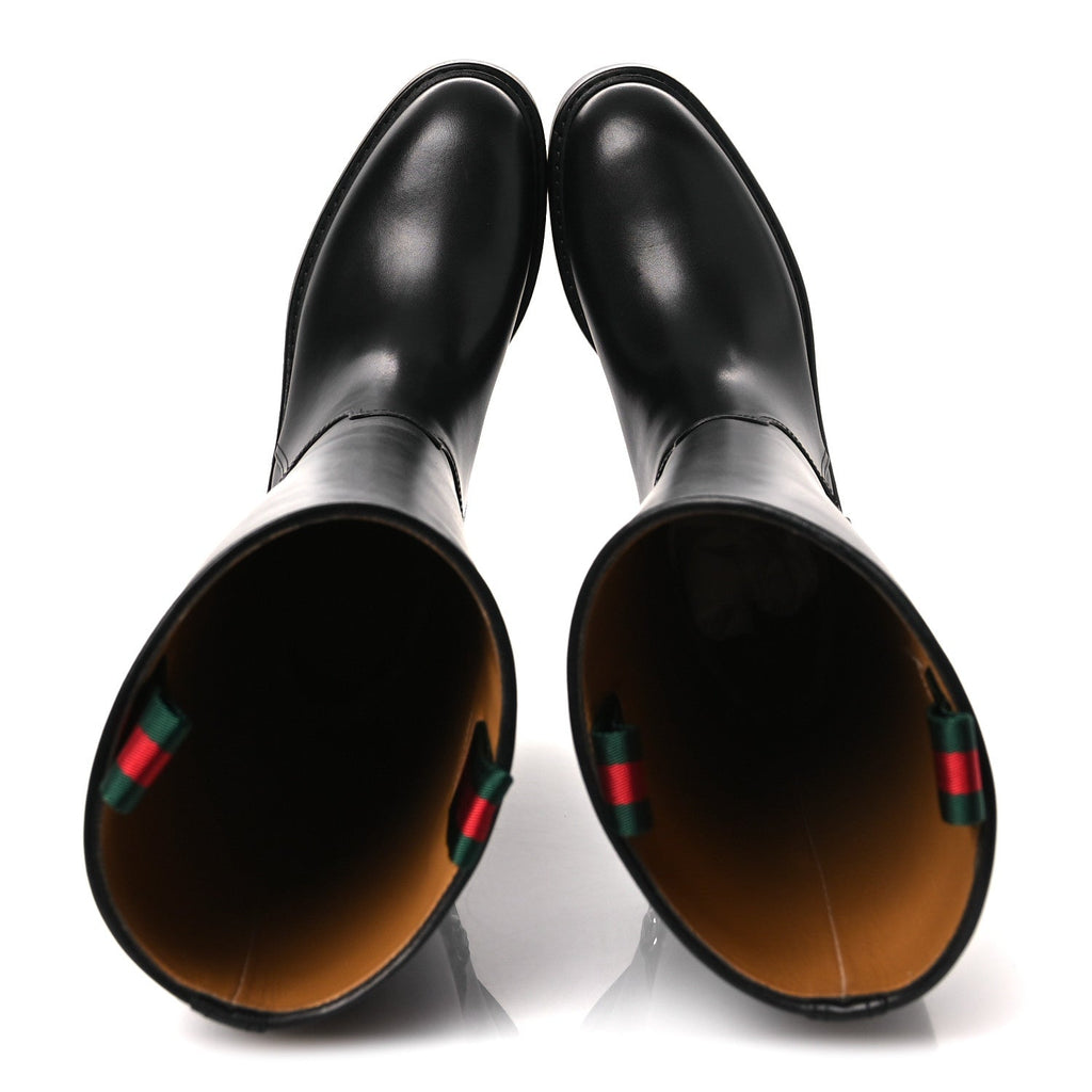 SHINY CALFSKIN MICHELANGELO SLIM HORSEBIT RIDING BOOTS BLACK