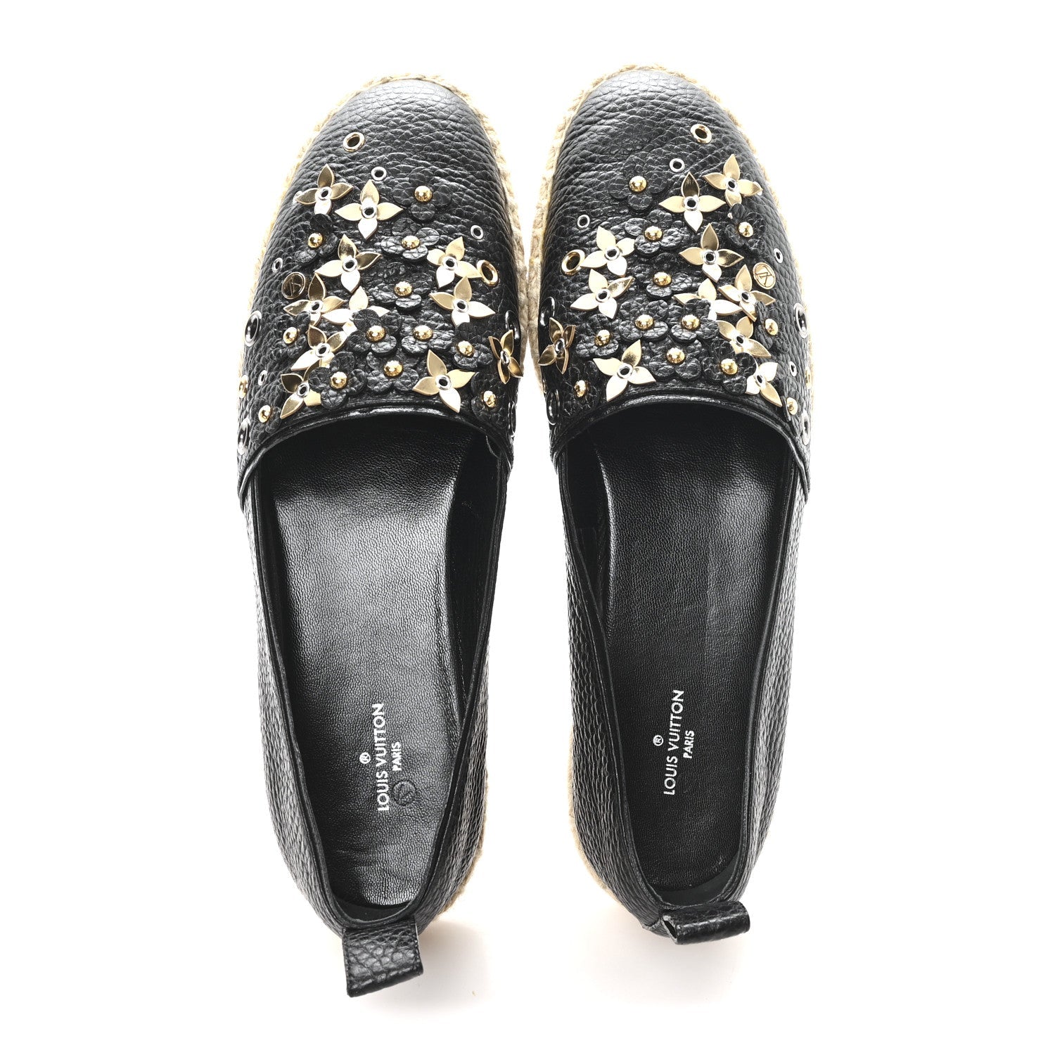 CALFSKIN TROPICAL BLOOM ESPADRILLE FLAT BLACK
