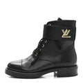 LOUIS VUITTON CALFSKIN WONDERLAND FLAT RANGER BOOTS BLACK
