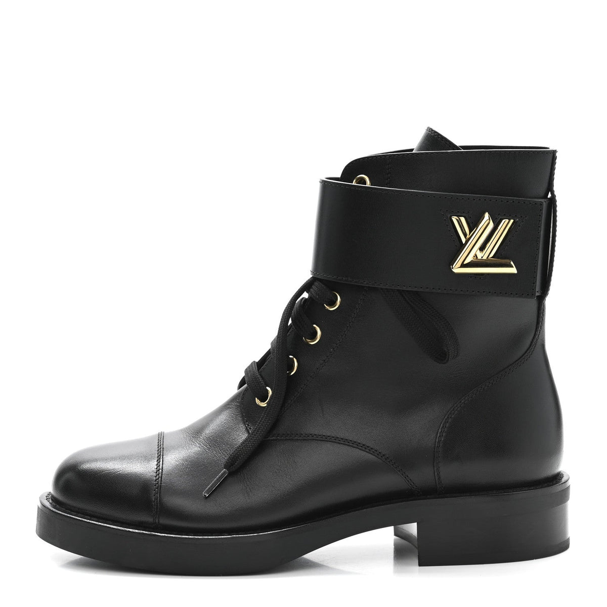 LOUIS VUITTON CALFSKIN WONDERLAND FLAT RANGER BOOTS BLACK
