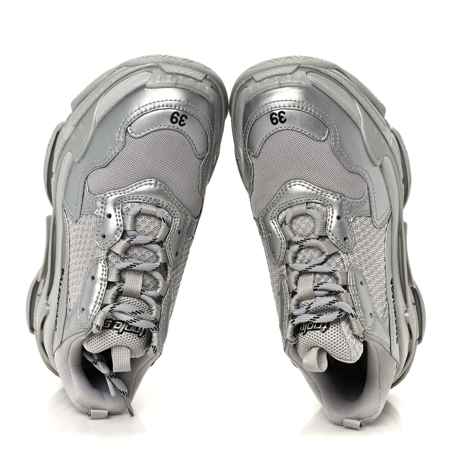 METALLIC FABRIC MESH WOMENS TRIPLE S SNEAKERS SILVER