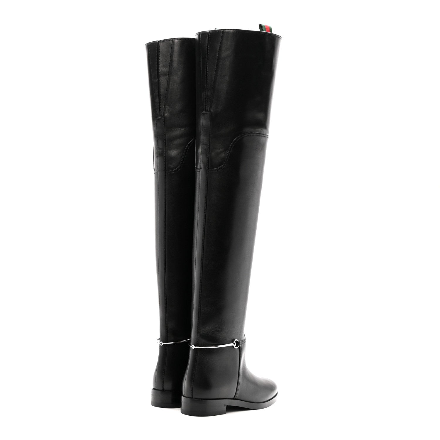 CALFSKIN SLIM HORSEBIT OVER THE KNEE HIGH BOOTS BLACK