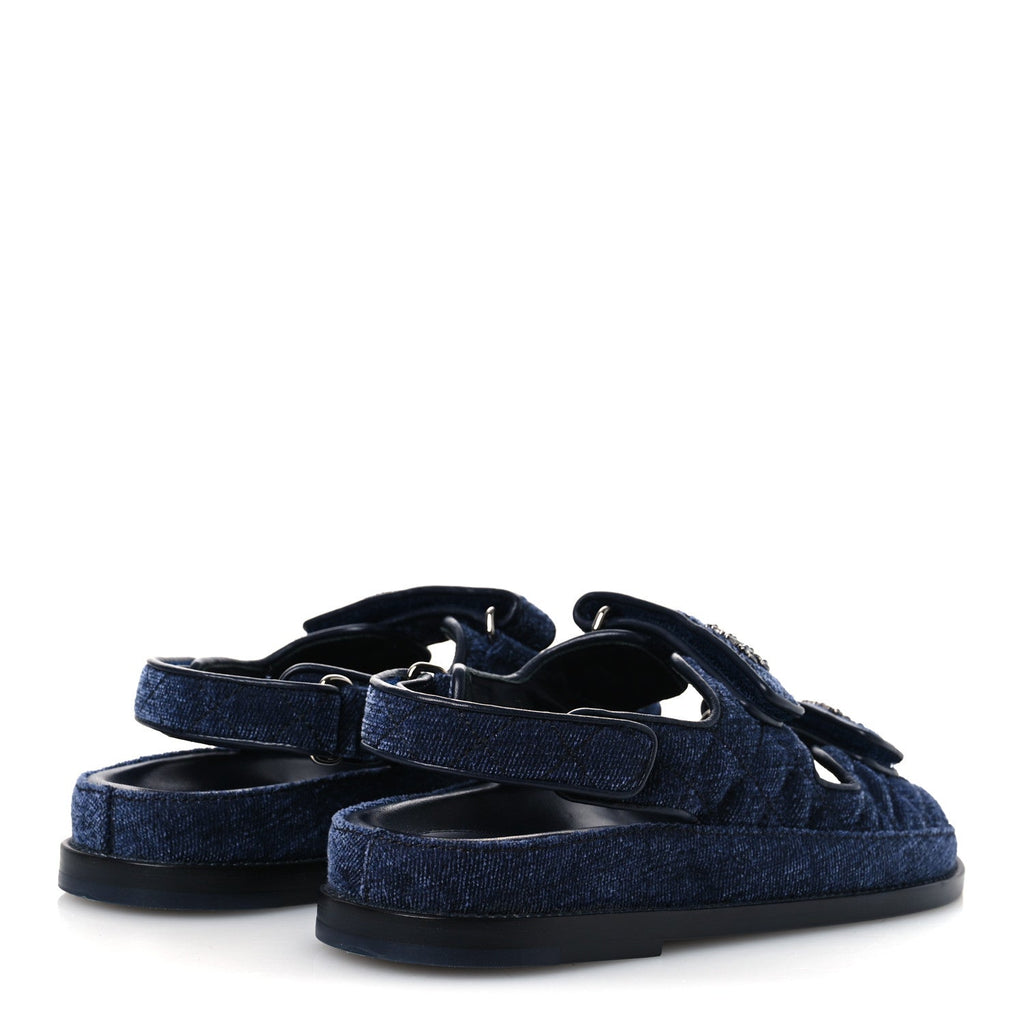 VELVET VELCRO DAD SANDALS BLUE