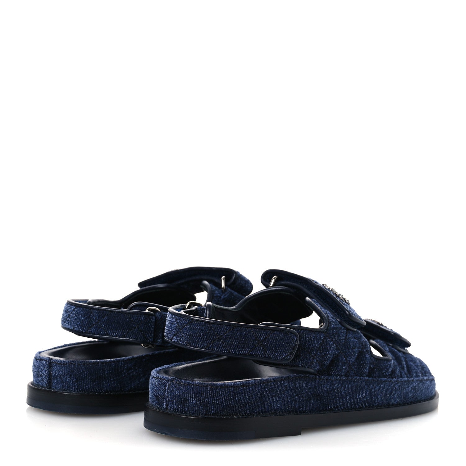 VELVET VELCRO DAD SANDALS BLUE