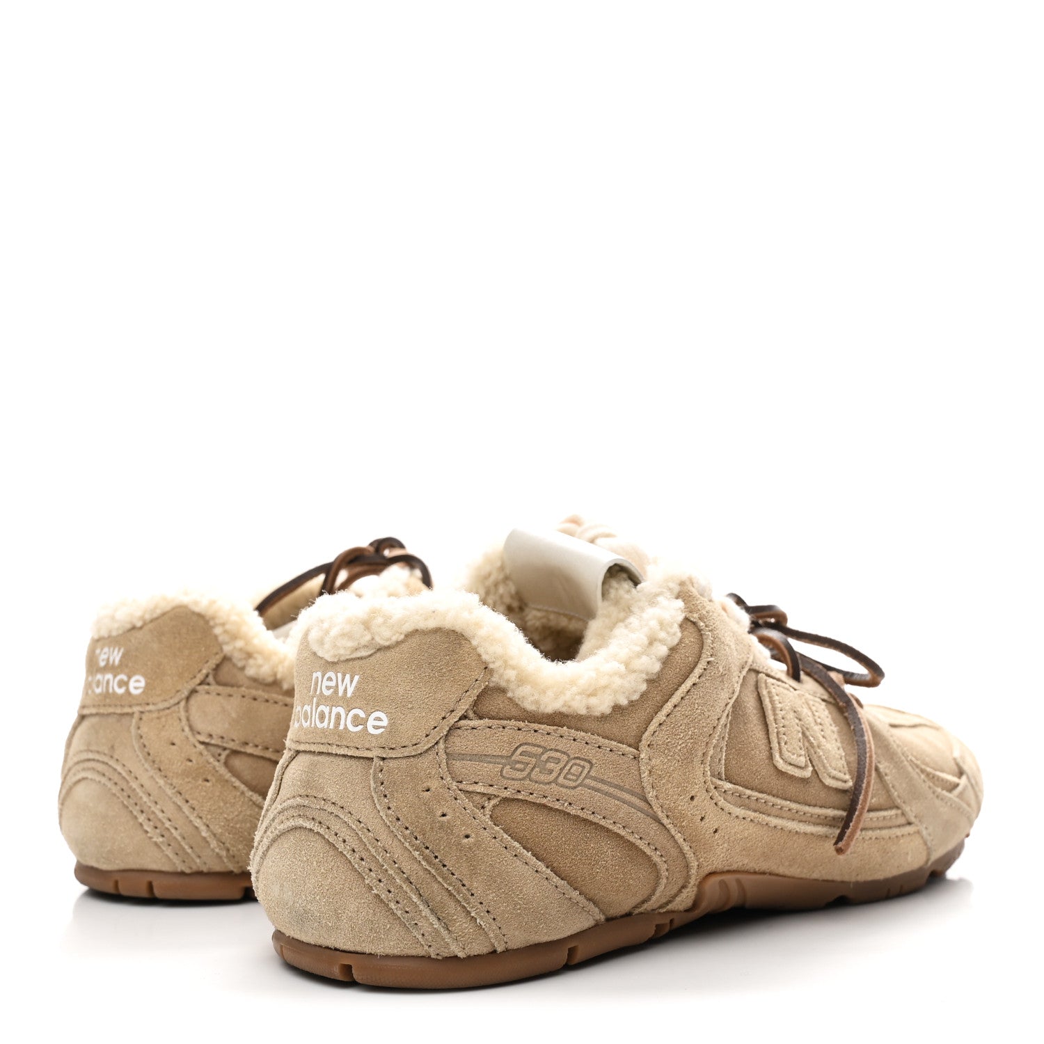 X NEW BALANCE SUEDE SHEARLING 530 SL SNEAKERS ECRU