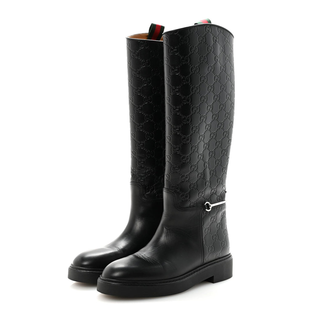 GUCCISSIMA MICHELANGELO SLIM HORSEBIT RIDING BOOTS BLACK