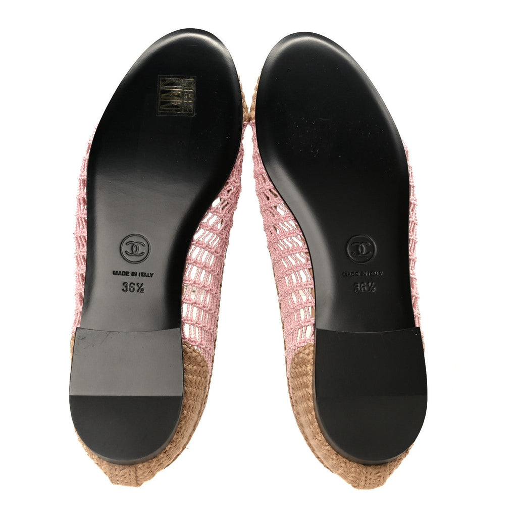 RAFFIA CAP TOE BALLERINA FLATS PINK BEIGE