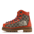 X THE NORTH FACE MONOGRAM TEXTURED CALFSKIN HIKING ANKLE BOOTS BEIGE EBONY DEEP ORANGE
