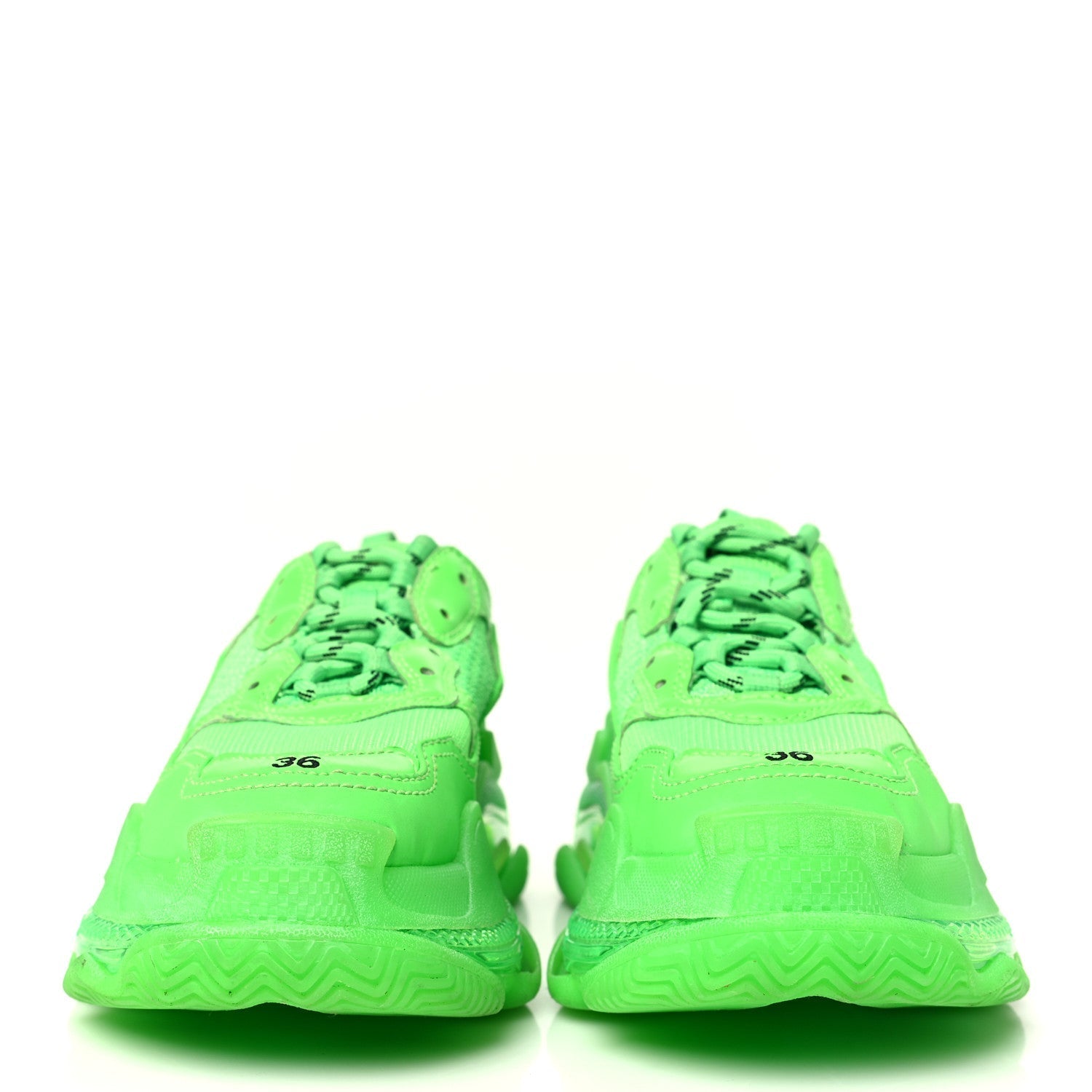 FABRIC MESH CLEAR SOLE WOMENS TRIPLE S SNEAKERS FLUO GREEN