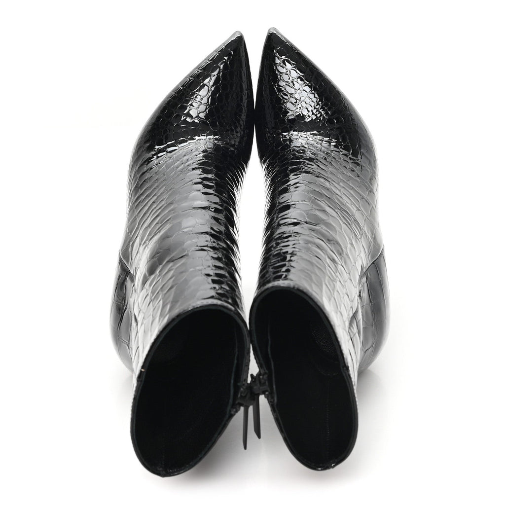 ALLIGATOR EMBOSSED PATENT CALFSKIN OPYUM 110 ANKLE BOOTS BLACK