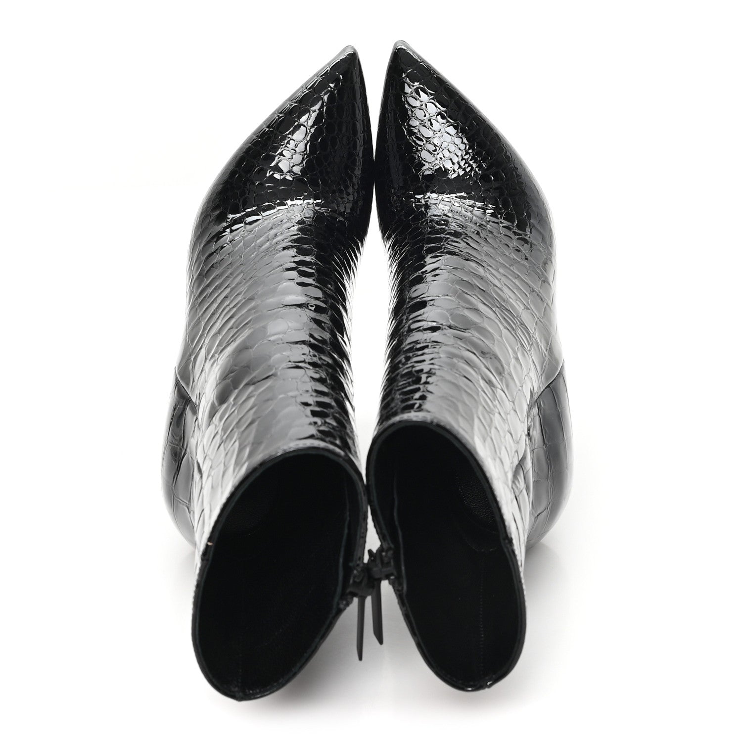 ALLIGATOR EMBOSSED PATENT CALFSKIN OPYUM 110 ANKLE BOOTS BLACK