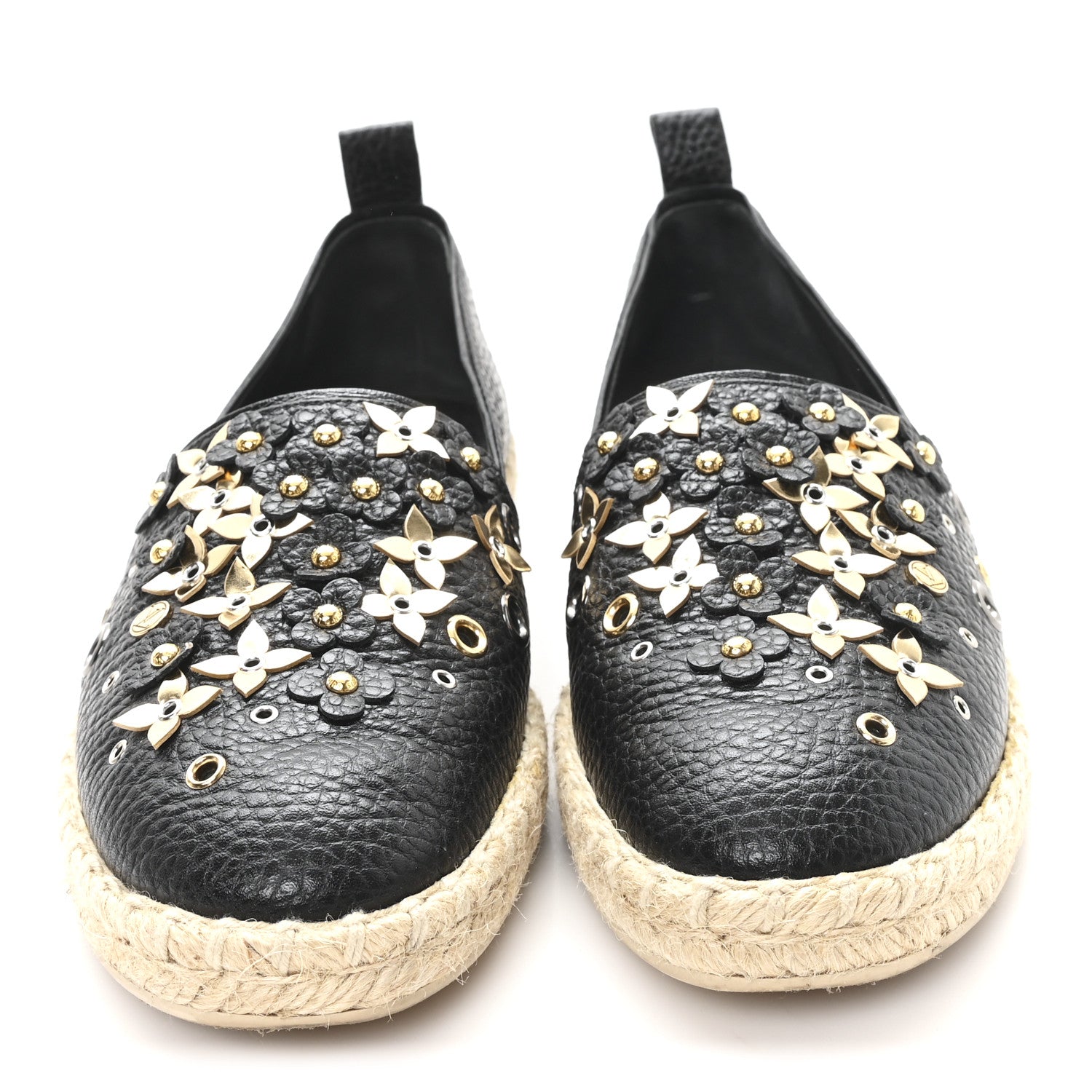 CALFSKIN TROPICAL BLOOM ESPADRILLE FLAT BLACK