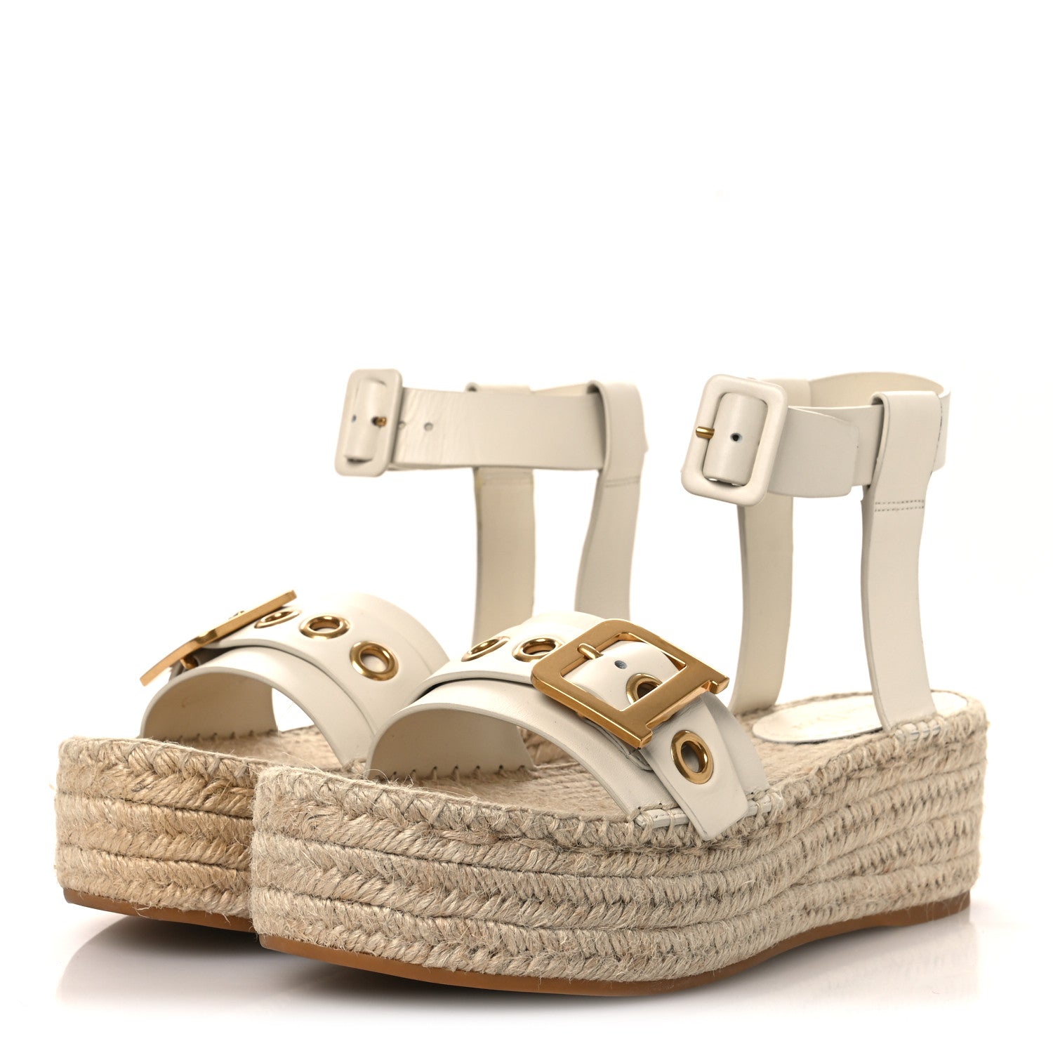 CALFSKIN D-DIOR ESPADRILLE PLATFORM SANDALS OFF WHITE