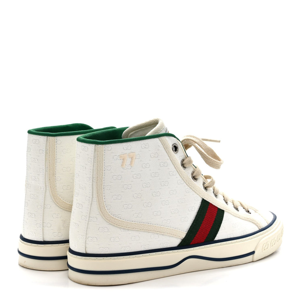 MONOGRAM GG MIGNON WEB WOMENS 1977 TENNIS HIGH TOP SNEAKERS WHITE