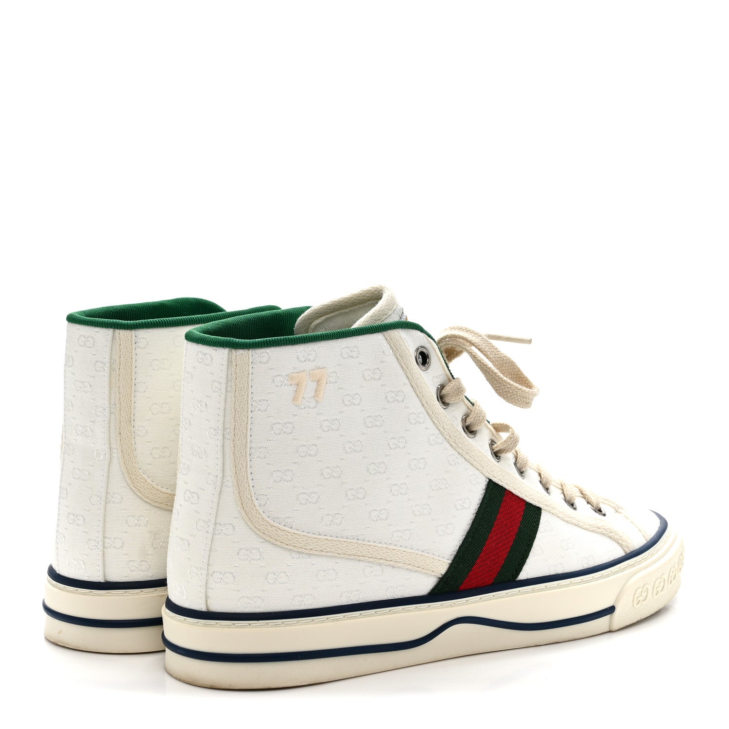 MONOGRAM GG MIGNON WEB WOMENS 1977 TENNIS HIGH TOP SNEAKERS WHITE