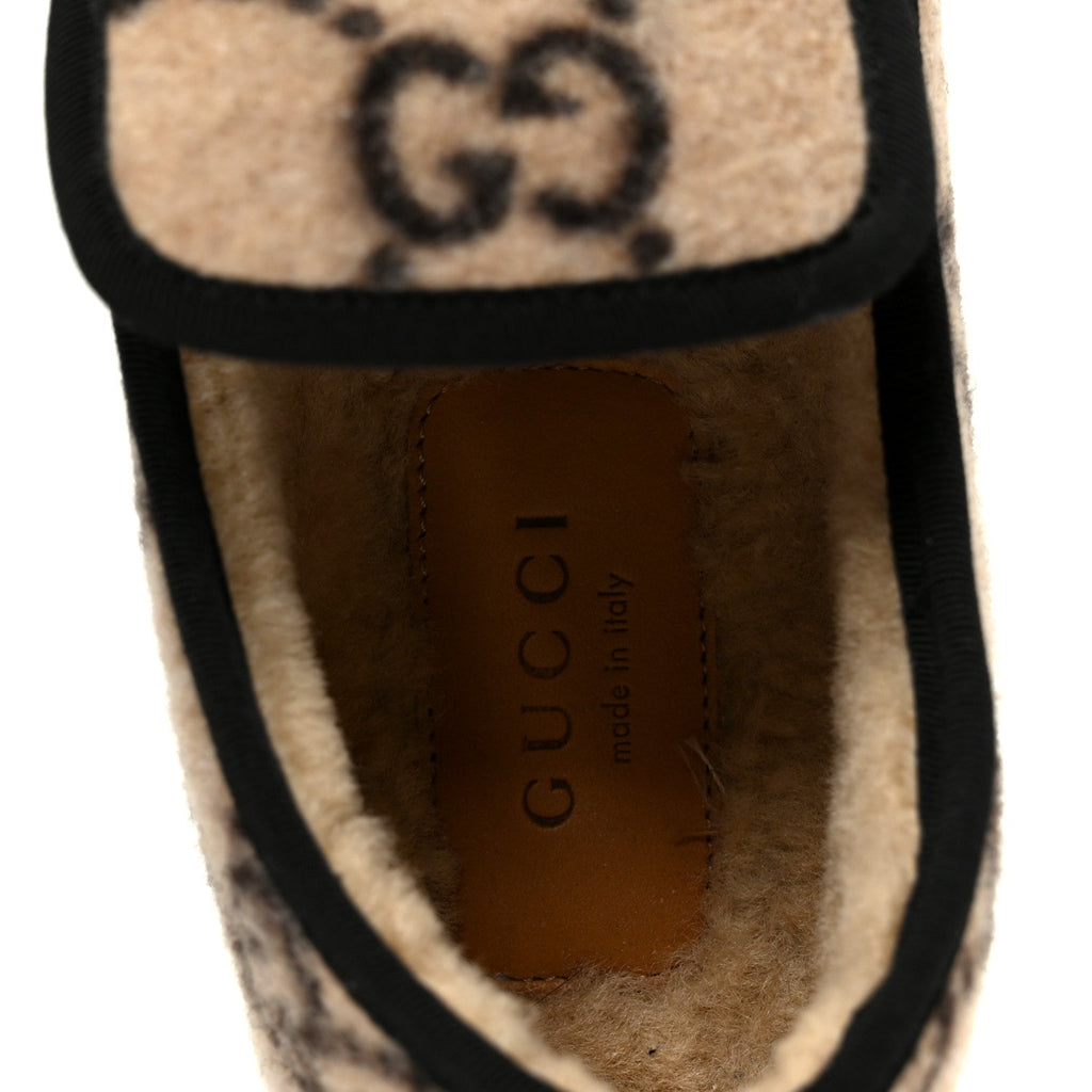 COVERED WOOL GG MONOGRAM WOMENS FRIA HORSEBIT LOAFERS BEIGE EBONY BLACK BUTTERSCOTCH