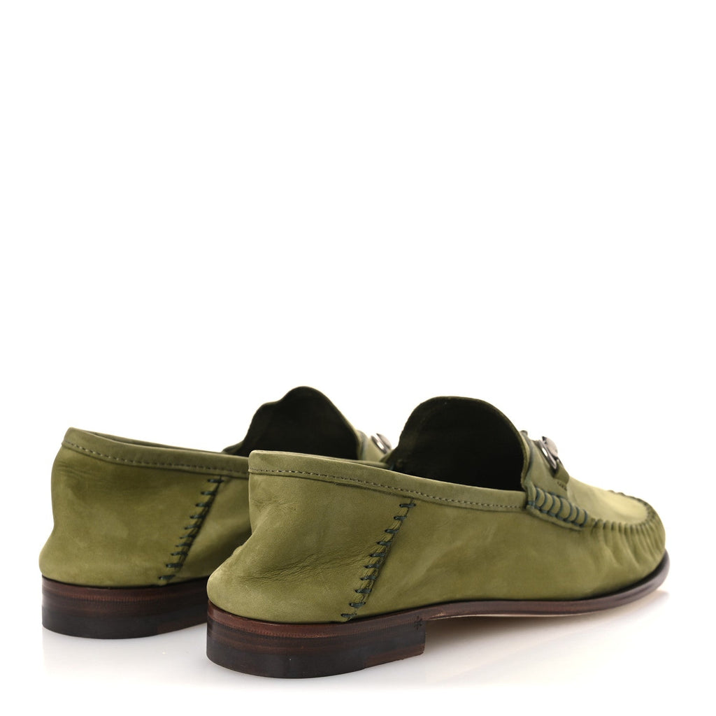 NUBUCK WOMENS HORSEBIT LOAFERS HERBS LIGHT GREEN