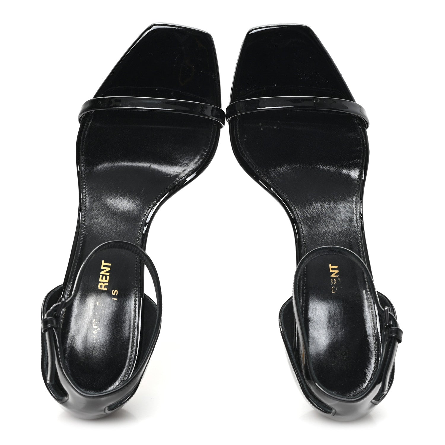 PATENT CALFSKIN OPYUM 85 SANDALS BLACK GOLD