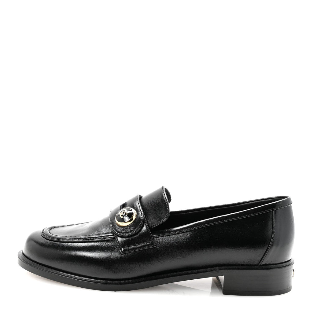 SHINY CALFSKIN CC MOCASSIN LOAFERS BLACK