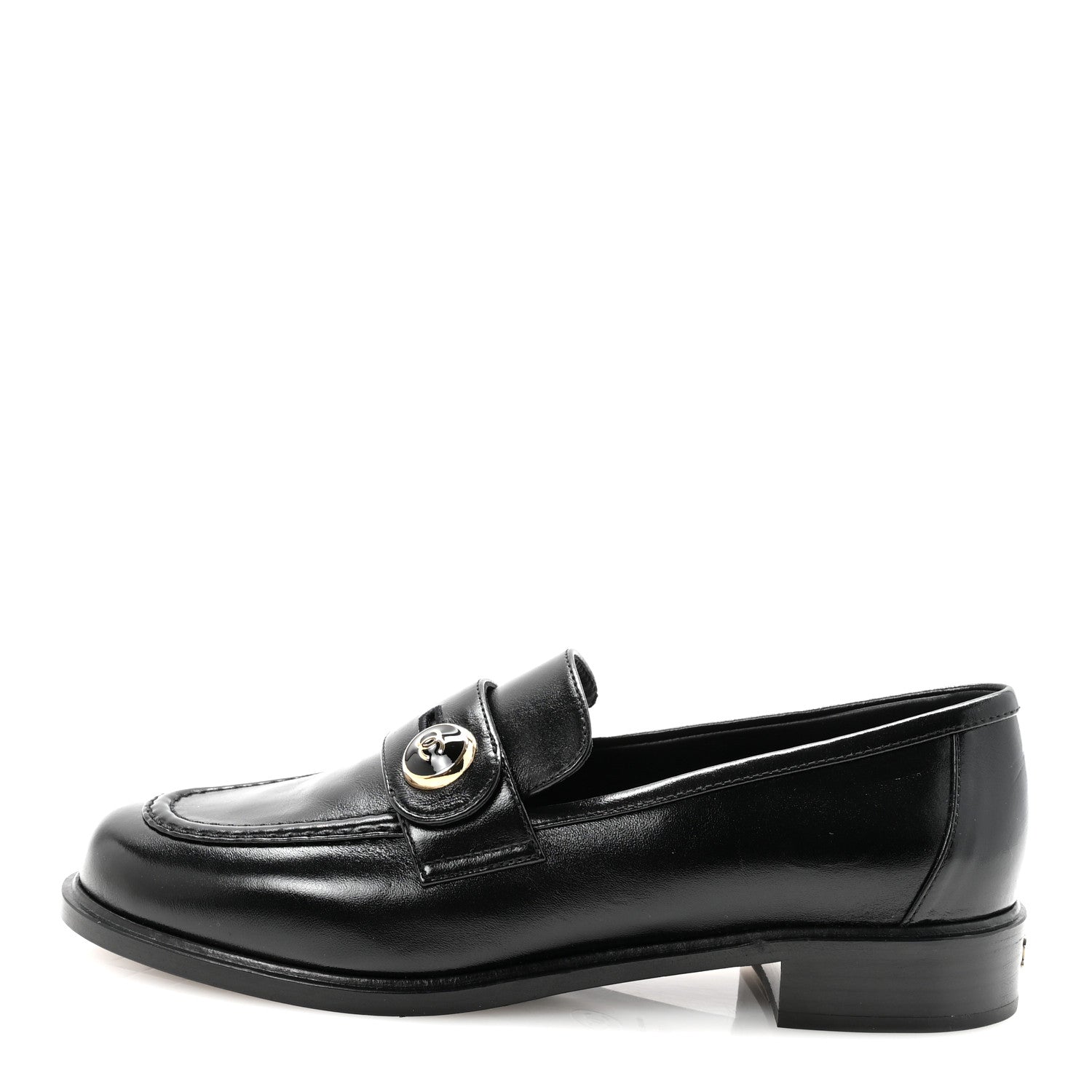 SHINY CALFSKIN CC MOCASSIN LOAFERS BLACK