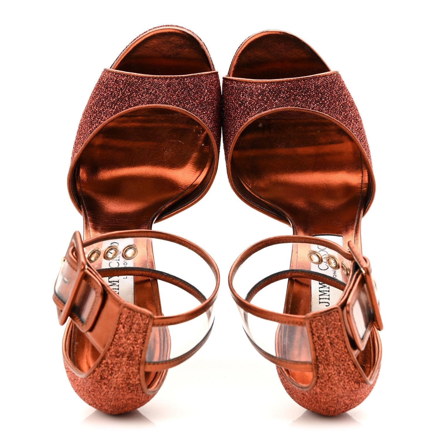 METALLIC LUREX PERSPEX MAYNER 130 PLATFORM SANDALS POP ORANGE CLEAR