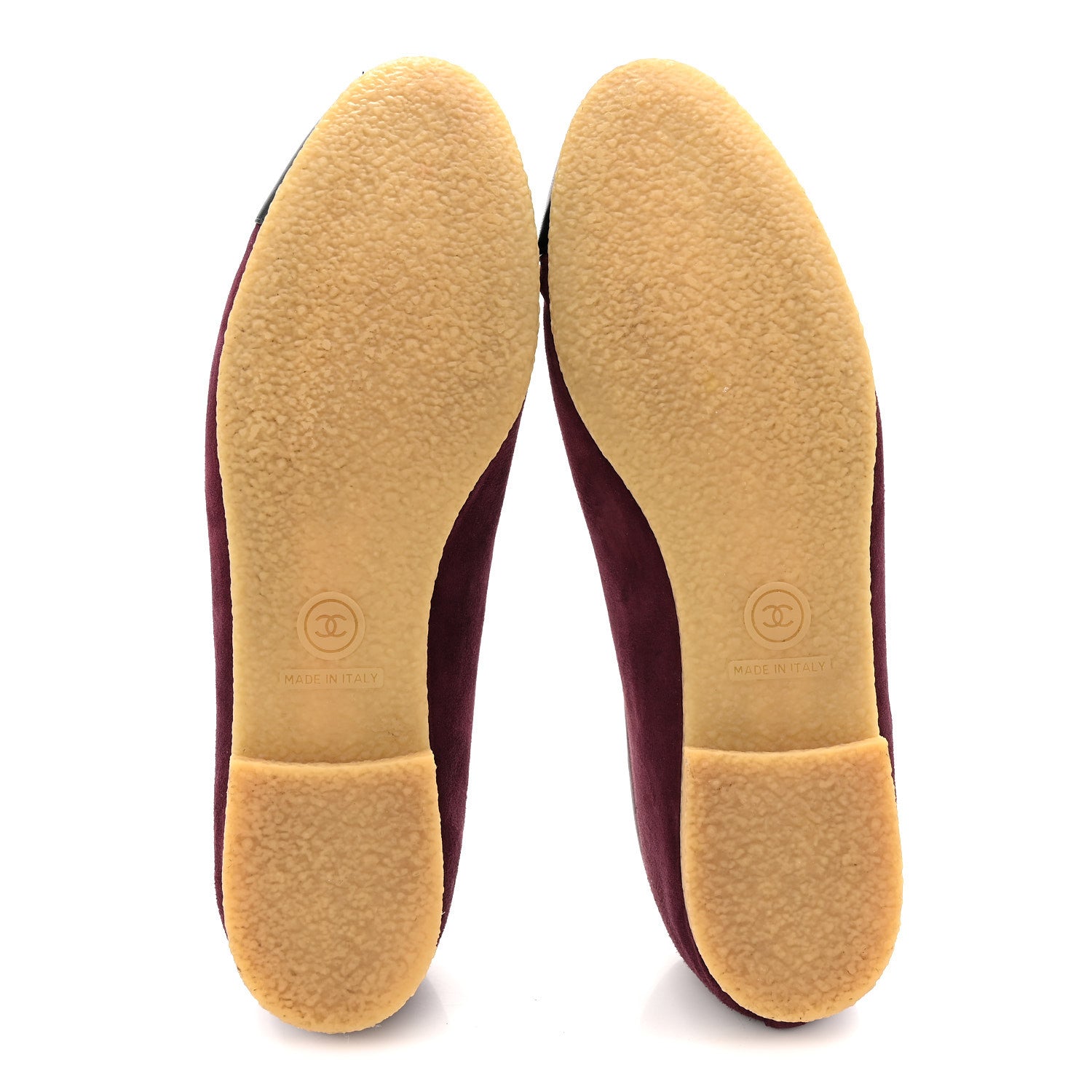 SUEDE LAMBSKIN CAP TOE CC BALLERINA FLATS BURGUNDY BLACK