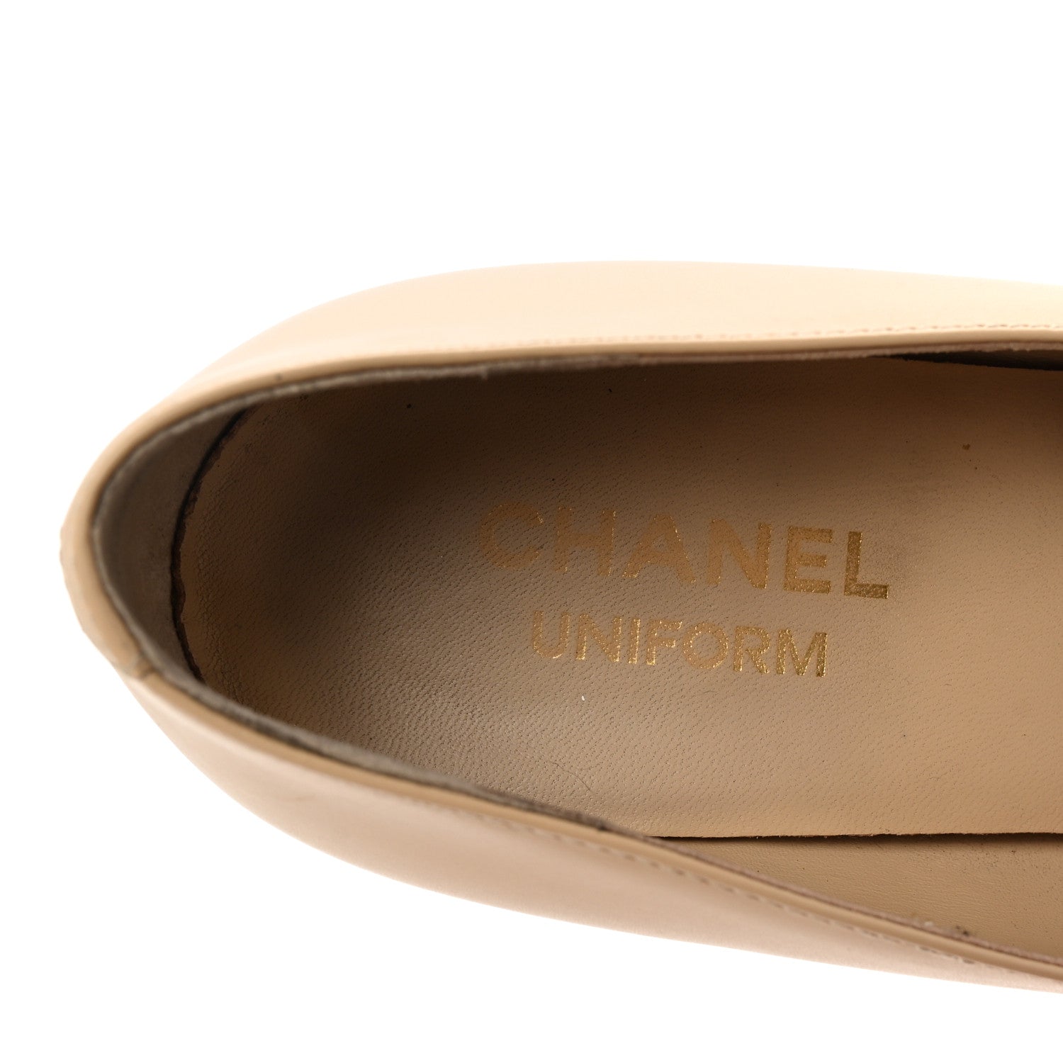 LAMBSKIN CAP TOE CC UNIFORM PUMPS BEIGE BLACK
