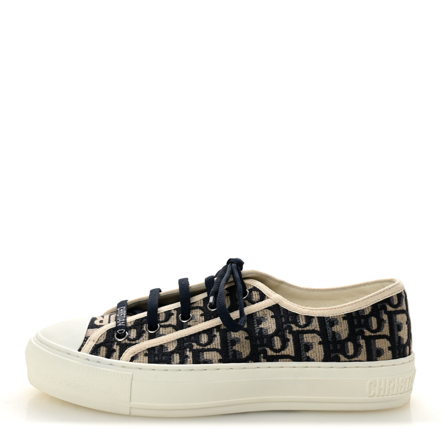 CANVAS OBLIQUE WALK'N'DIOR LOW TOP SNEAKERS DEEP BLUE