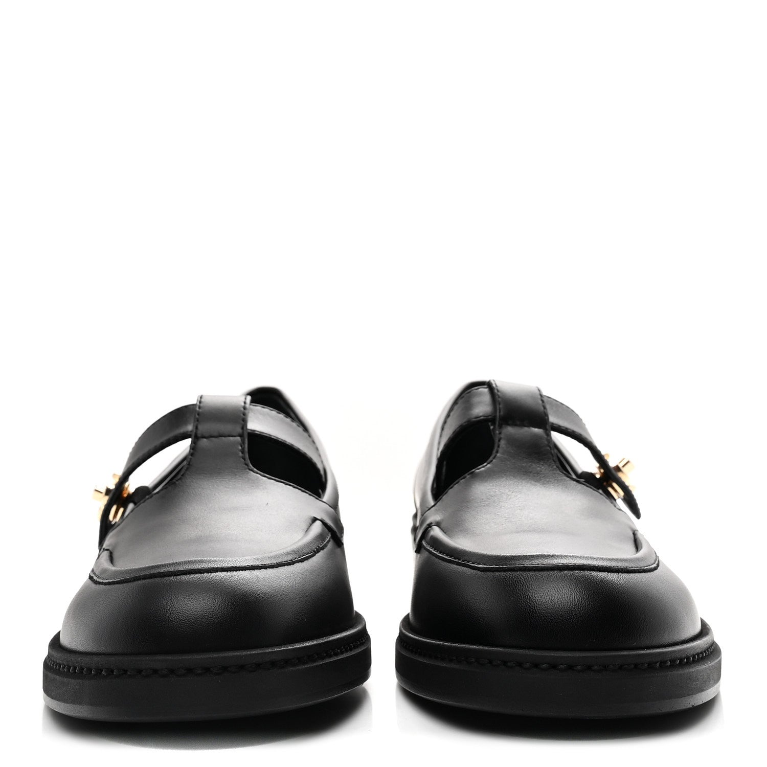 CALFSKIN CC TURNLOCK MOCCASIN LOAFERS BLACK