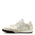 LAMINATED CALFSKIN SUEDE QUILTED WOMENS CC SNEAKERS SILVER WHITE GRAY