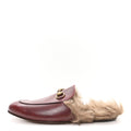 ETIS GLAMOUR CALFSKIN GRANADA KID FUR MENS PRINCETOWN SLIPPERS RUBY BORDEAUX NATURALE