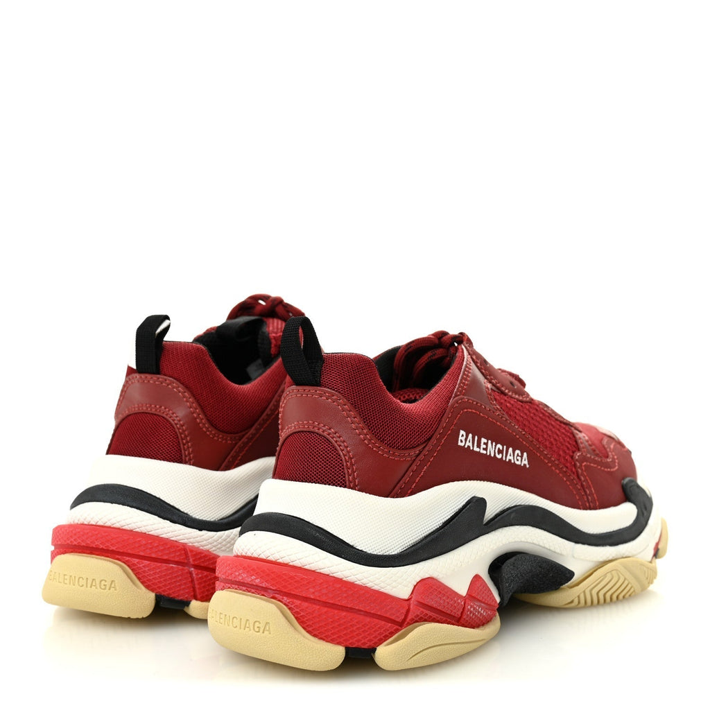 FABRIC MESH WASHED EFFECT WOMENS TRIPLE S SNEAKERS BORDEAUX TRICOLOR