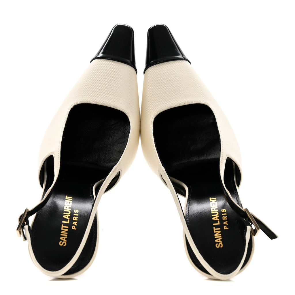 SATIN CALFSKIN INES SLINGBACK PUMPS IVORY BLACK