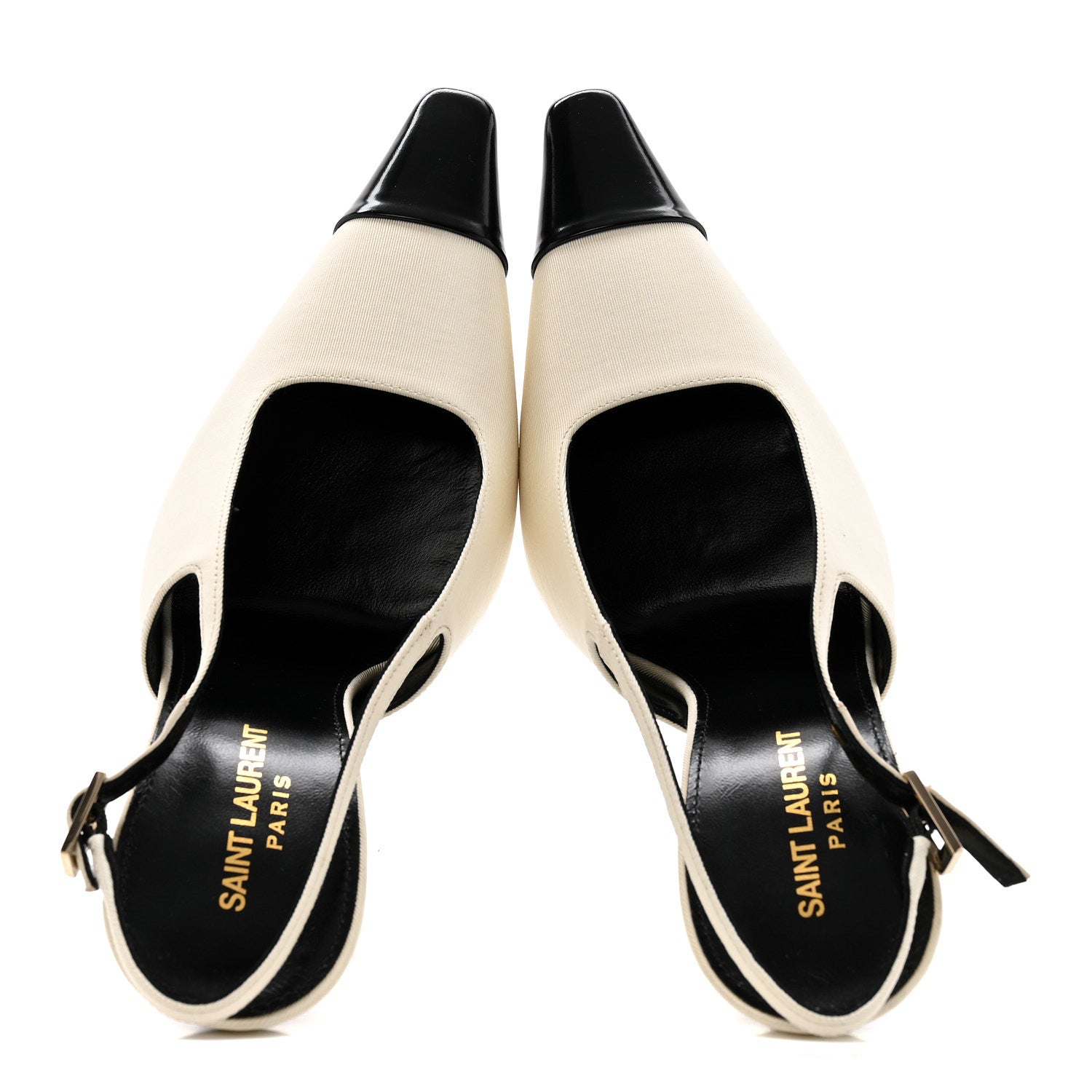 SATIN CALFSKIN INES SLINGBACK PUMPS IVORY BLACK